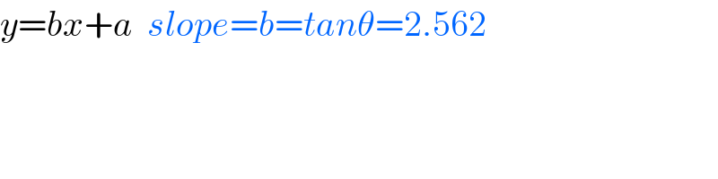 y=bx+a  slope=b=tanθ=2.562  