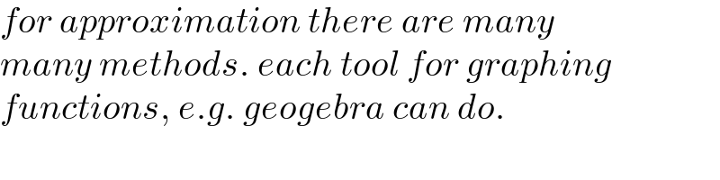 for approximation there are many  many methods. each tool for graphing  functions, e.g. geogebra can do.  