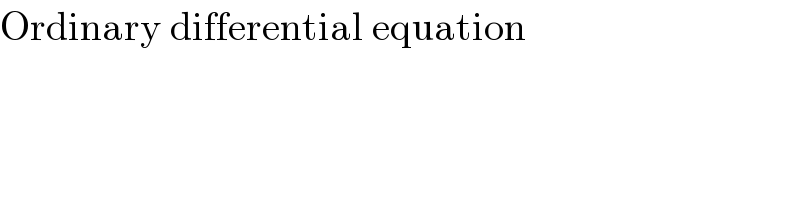 Ordinary differential equation  
