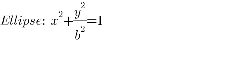 Ellipse:  x^2 +(y^2 /b^2 )=1  