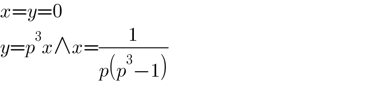 x=y=0  y=p^3 x∧x=(1/(p(p^3 −1)))  