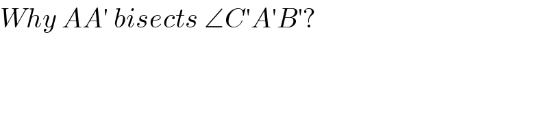 Why AA′ bisects ∠C′A′B′?  