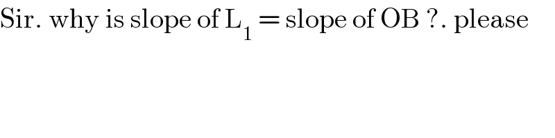 Sir. why is slope of L_1  = slope of OB ?. please  