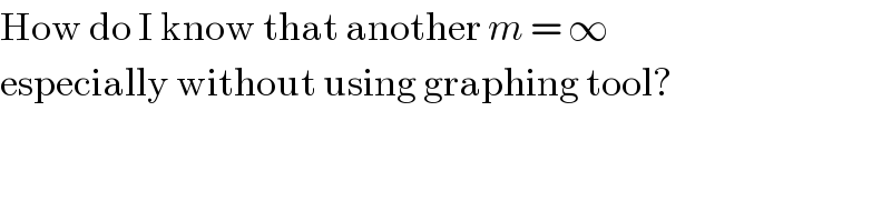 How do I know that another m = ∞  especially without using graphing tool?  