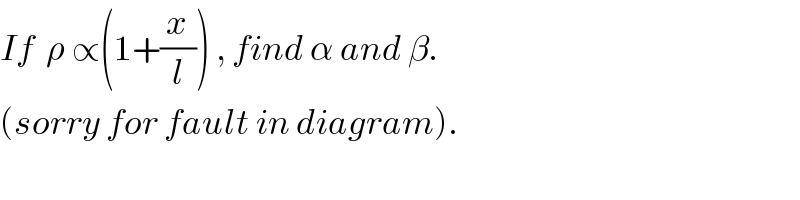 If  ρ ∝(1+(x/l)) , find α and β.  (sorry for fault in diagram).             
