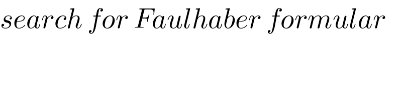 search for Faulhaber formular  