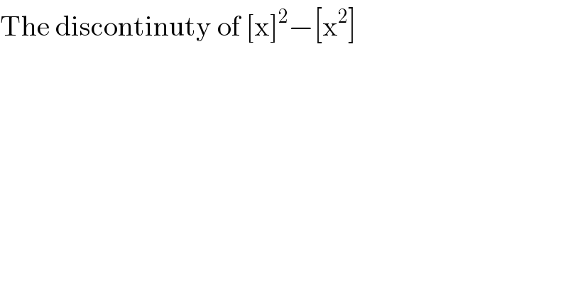 The discontinuty of [x]^2 −[x^2 ]  