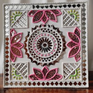 Handcrafted Lippan Art Wall Panel with Lotus Mud & Mirror Art (12 inch) Customization Available