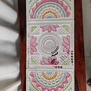 Set of 3 Lippan Art Wall Panels with Mandala Design | Handmade Mud Mirror Wall Decor