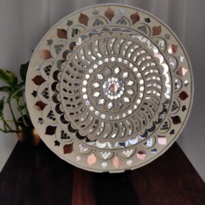 Mirror Mandala Lippan Art – Handmade Round Wall Decor (12 inch) Customization Available