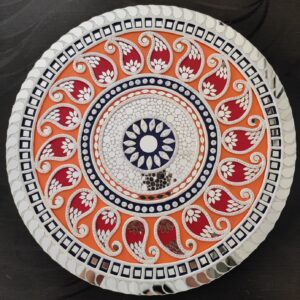 Handcrafted mango motif Lippan Art Round Panel