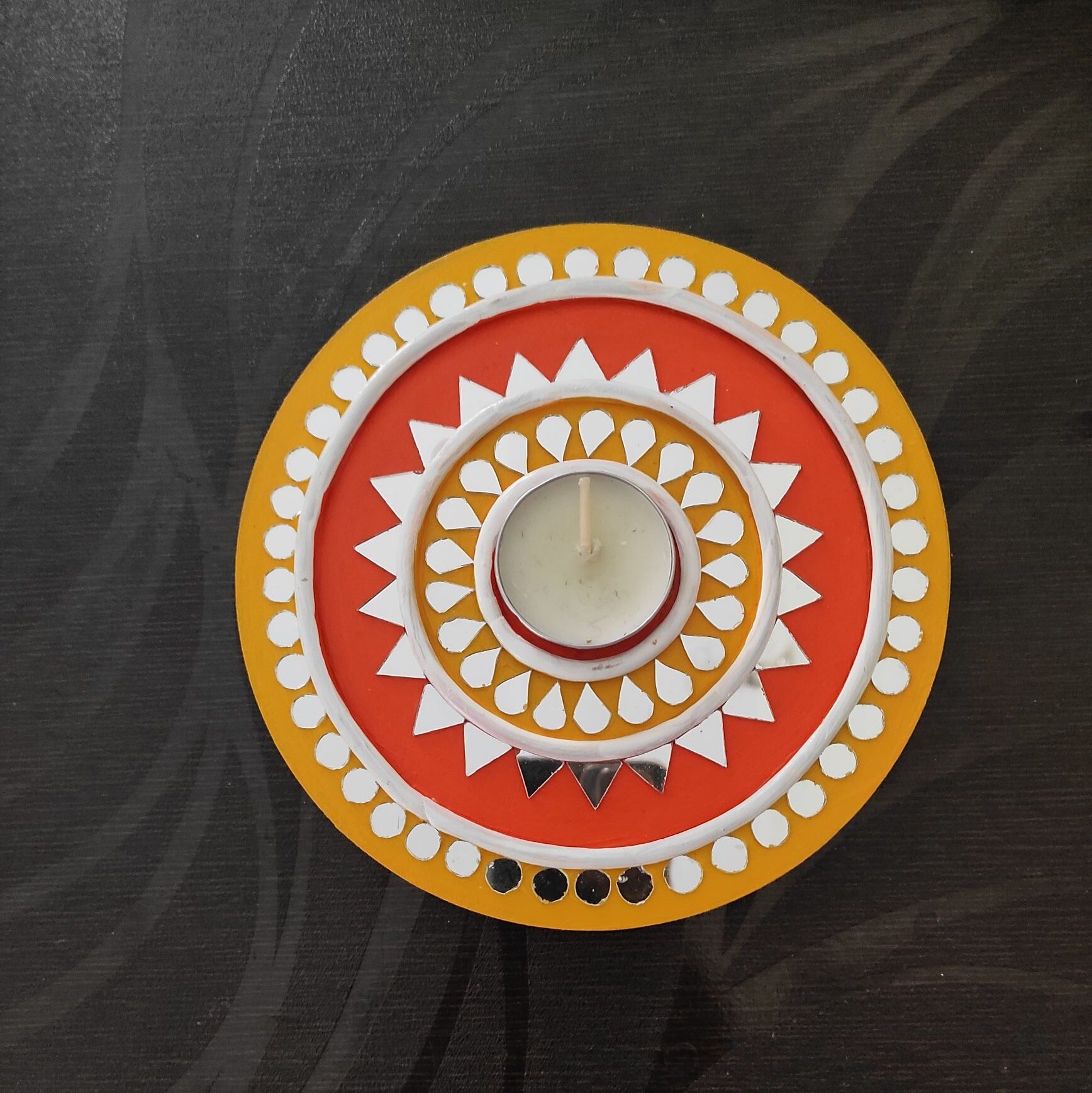 Handcrafted Lippan Art Diya Holder Wall Decor (6 inch) - Image 2